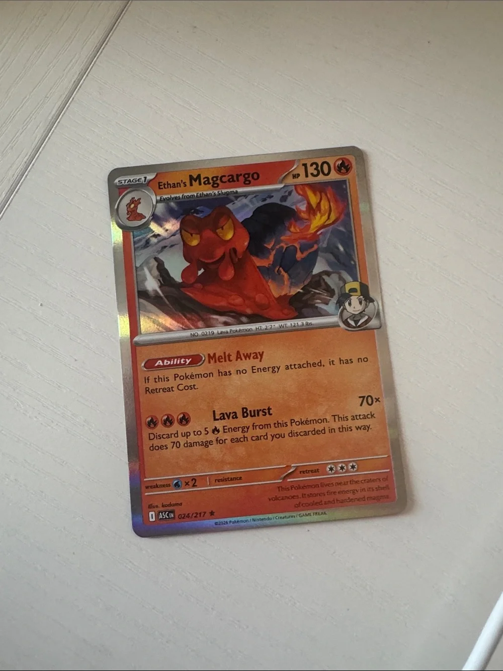 Ethan's Magcargo Pokémon Card -Holo